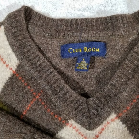 Club Room Argyle 100% LAMBSWOOL V-Neck L/S Top - Picture 5 of 8